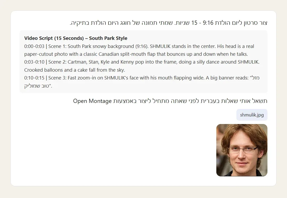 צילום מסך של ההנחיה שנשלחה לקלוד יחד עם התמונה שצורפה בתיקיה